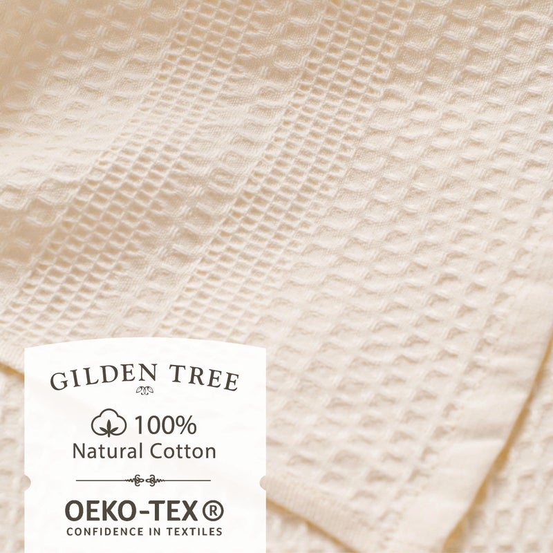 GILDEN TREE Waffle Towel Set Quick Dry Thin | 2 Bath Towels | 2 Hand Towels | 2 Washcloths, Classic Style (Cream) - Image 2